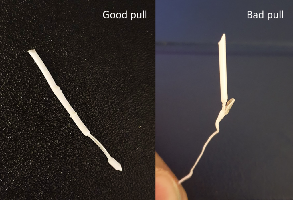 Comparison of a good cold pull with one with a deformity