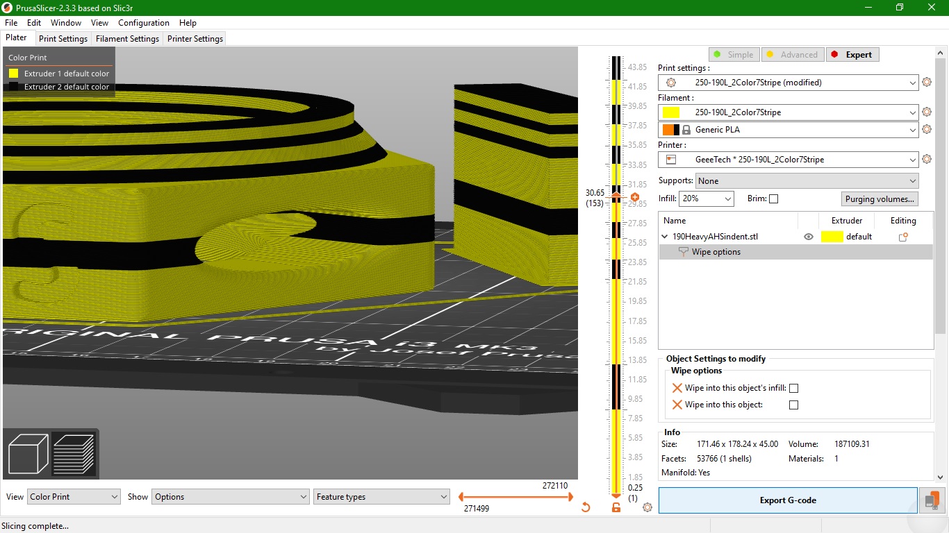 Force wipe tower with no sparse layers option for all types of color  changes (both per layer and tool change color changes) – How do I print  this? (Printing help) – Prusa3D Forum