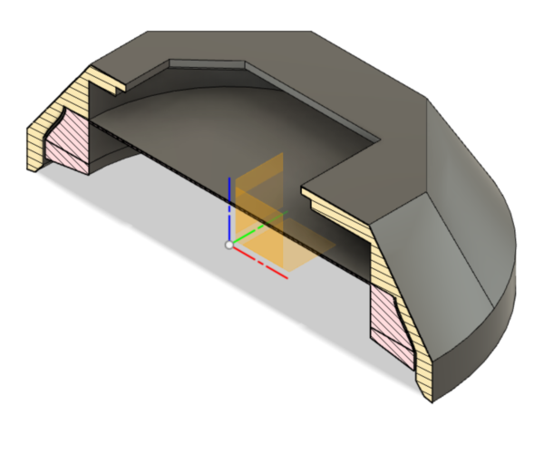 orthogonal, analysis view in Fusion 360 of both parts stacked