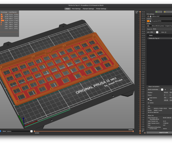 screenshot of PrusaSlicer with example configuration for my Mk2.5S